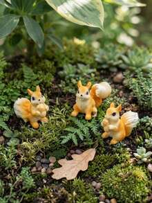1/4 Stücke Mini Moosgarten Eichhörnchen Figuren, niedliche realistische Harz Handwerkskunst Dekoration, geeignet für DIY Terrarium, kreative Schreibtisch Dekoration, Innenraum Präsentation, perfekte Garten Dekoration, geeignet für Hof, Terrasse, Blumentopf und Feenlandschaft - Mehrere Modelle - Übersicht 4