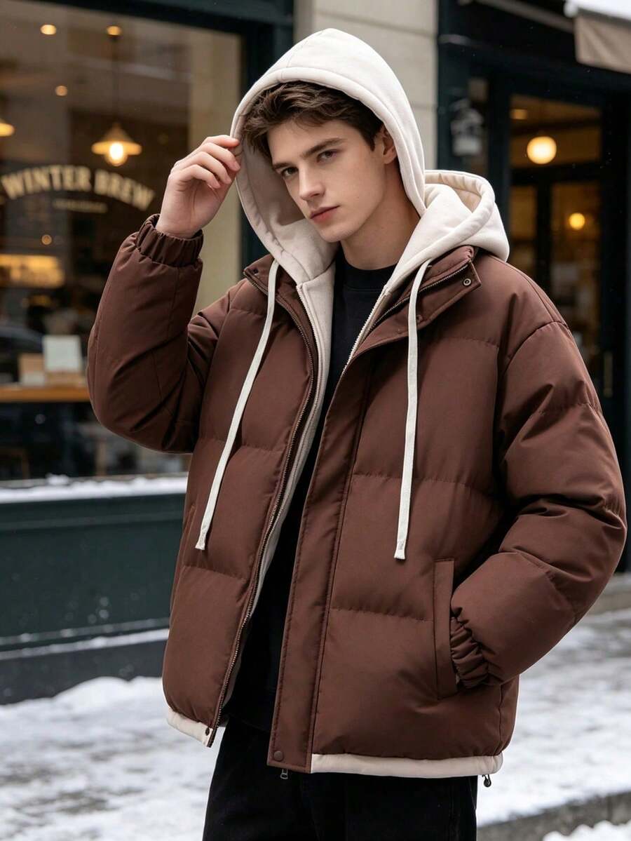 Men Down Coats - Brown - View 1
