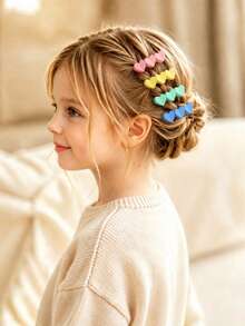 5pcs Girls Cartoon Heart Hair Clips, Non-Damaging, Versatile Daily Wear, Back To School Hair Accessories - Multicolor - View 3