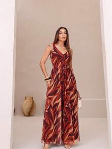 Women's Fitted Tulle Jumpsuit - 卡其色 - 查看 4