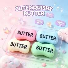 1pc Butter Block Shaped Squishy Toy, Super Soft Soap-Shaped Stress Relief Squeeze Toy, Suitable For Children And Adults, Cute Sensory Stress Relief Toy, Party Birthday Gift - Multicolor - View 5