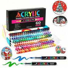 12/24/36/48/60/72/80/120pcs/Set Straight Barrel Liquid Large Capacity Quick-Dry Colored Pens, Suitable For Ceramic And Stone Materials - Multicolor - View 1