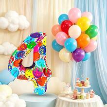 40 Inch Large Number 0-9 Foil Balloon, Colorful Polka Dot Pattern Digit Balloon, Party Decor Props For Birthday, Bachelorette And Themed Celebration Layout - Multicolor - View 12