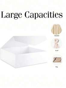 1PC-Extra Large Gift Box, White Large Magnetic Gift Box With Magnetic Lid, Suitable For Gifts, Bridesmaid Invitations, Clothing And Oversized Gifts - White - View 2