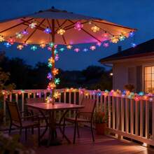 Solar Powered Cherry Blossom String Lights, Multiple Lighting Modes, Perfect For Decorating Garden Patio, Deck Fence, Adding Charm To Garden Furniture And Holiday Party Decorations - Colorful Cherry Blossom Lights - View 8