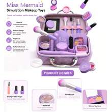 Mainan Plastik Bermain Peran untuk Anak-Anak, Set Rias Simulasi untuk Anak Usia 3-9 Tahun (Model Mainan, Tidak Dapat Digunakan), Dilengkapi Kotak Hadiah dan Tas Rias, Cocok Sebagai Hadiah Ulang Tahun untuk Anak Perempuan - Purple - View 6