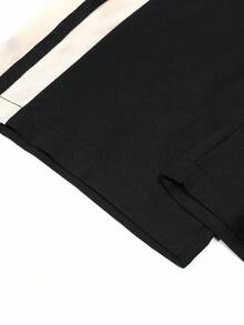 1pc Women's Spring/Summer Soft Comfortable Breathable Striped Running Fitness Casual Sweatpants - Black - View 8