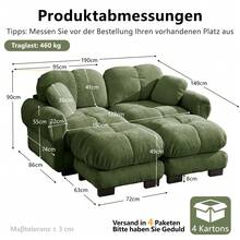 2 Seat Sofa, Green Velvet – Modular Design, Comfortable & Easy Assembly - 綠色 2 人座 - 查看 4