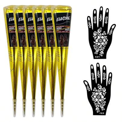 3/4/12pcs Henna Tattoo Paste, Brown/Black/Red, Temporary Henna Tattoo, Semi-Permanent Henna Tattoo Paste, Waterproof Henna Tattoo Paste For Body Art And Painting