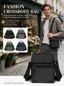 1pc Vertical Multi-Compartment Men's Oxford Cloth Casual Shoulder Crossbody Bag, Perfect Gift For Boyfriend - Crossbody Bag - View 1