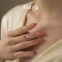 DARA Freshwater Purple Pearl Pendant S925 Silver 10-11mm Round High Luster Zirconia Inlaid Single Pearl Classic Luxury Gift Box Style - Purple - View 2