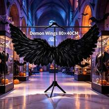 1 Peça Fantasia de Anjo Demônio com Asas - Traje de Penas Falsas Macias Brancas com Tiara em Formato de Coração, Estrutura de Papelão Durável Leve e Ajustável - Adequado para Halloween, Natal, Festa de Casamento, Cosplay, Acessórios de Fantasia - Multicolorido - Visão 11