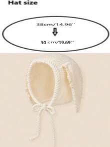 1pc Cute Rabbit Ear Corduroy Lace Decor Baby Beanie Hat, Ear Protection Newborn Cap For Autumn/Winter, Suitable For Daily Home And Outdoor Wear - Ear - View 3