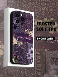 2D Printed Floral Butterfly & Scripture Pattern Phone Case, Matte Black Frosted Anti-Fingerprint Dirt-Resistant TPU Soft Shell, Raised Full Camera Protection, Shockproof, Anti-Drop, Dustproof, Waterproof, Classic Minimalist Premium Aesthetic, Atmospheric, Style, Vintage, Compatible With 17Pro Max/17/17Pro/16Pro Max/16/15/14/13/12/11/7/8/XR/XS - Black - View 7