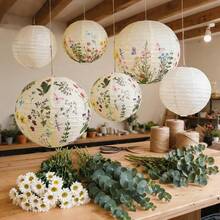 Ins Style Pastoral Butterfly & Floral Paper Lantern, Suitable For Wedding, Window Display And Cozy Decor, Hanging Lantern Can Be Used For Flower Shop Atmosphere - Multicolor - View 5