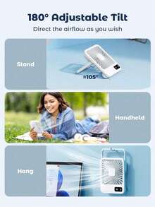 180° Adjustable Tilt Portable USB Rechargeable Fan, Foldable Personal Fan With Battery Level Display, 5-Speed Wind, Ultra-Quiet Desktop Fan, Battery Capacity: 600mAh - Multicolor - View 6