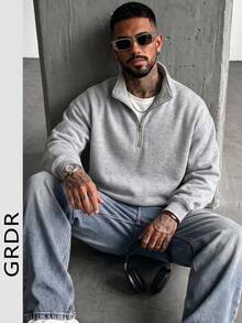 GRDR Men's Autumn/Winter Zip-Up Pullover Pullover Sweatshirt - Light Grey - View 6