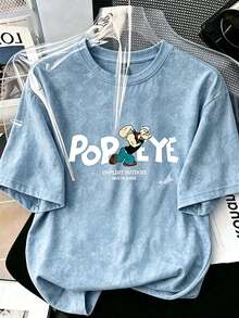 Men's Vintage American Graphic Washed Short Sleeve T-Shirt | Suitable For Summer Wear | Comfortable & Breathable | Leading The Fashion - Baby Blue - View 1