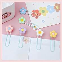 1/3/9/30Pcs Flower Paper Clips Bookmarks, Metal Bookmarks, Cherry Blossom Paper Clips, Document Storage Clips, Photo Album Decoration, Classroom Test Paper Storage, Multiple Color Options - Flower Paper Clips - View 3