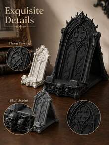 Gothic Skull Phone Stand, Desktop Phone Holder With Stable Support, Halloween Style Bedroom Office Desk Decor - Thorn Skull - View 5