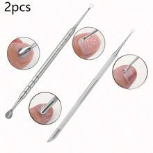 JSS. JSS 2Pcs Russian-Style Double-Ended Stainless Steel Cuticle Pusher, Nail Dead Skin Remover Spoon, Anti-Slip Handle Manicure Pedicure Pre-Treatment Nail Art Tool - Silver - View 3