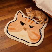 1 pieza Alfombra de piso con diseño de gato lindo - Antideslizante, impermeable, lavable - Adecuada para sala de estar, entrada, lavandería, comedor, baño, dormitorio, cocina, decoración del hogar, alfombra - Multicolor - Ver 3