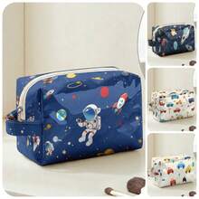 1pc Astronaut Print PVC Pouch,Cosmetic Toiletry Storage Bag, Zipper Closure With Hand Strap Portable Organizer For Daily Use Travel Trip - Multicolor - View 2