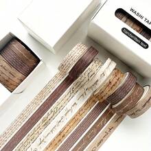 1pc Vintage Style 8-Roll Washi Tape Set, Plaid & Floral Decorative Tape For Journaling, Scrapbooking, Stickers, School Supplies, Handmade Crafts, Thanksgiving Gift - Multicolor - View 3
