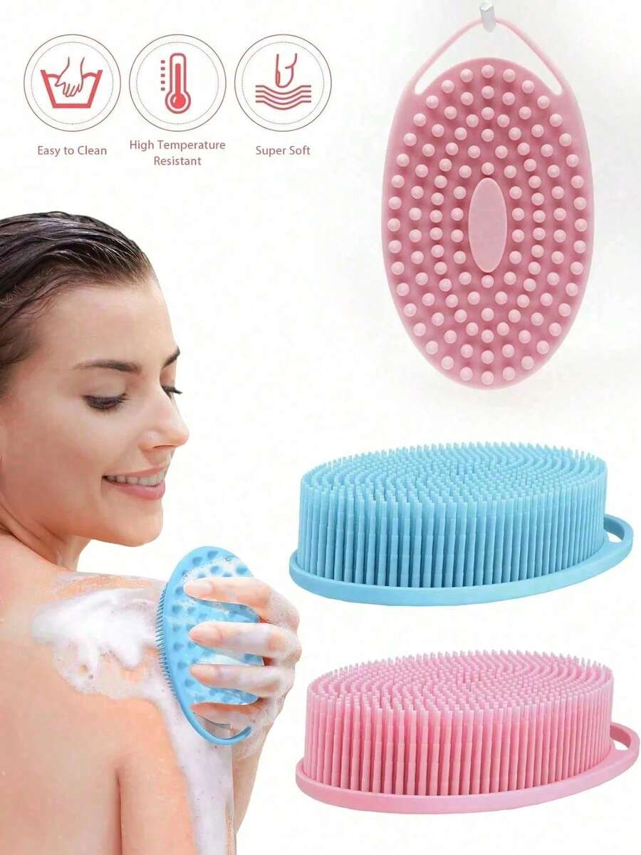 2-In-1 Bath Brush, Soft Silicone Bath Massager, Suitable For Men And Women - Multi-Functional Design, Can Be Used As Body Exfoliator/Massager And Makeup Brush Cleaner - Easy To Lather, Enjoy Bath Time Easily, Mold-Resistant And Odor-Resistant
