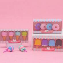 4pcs Candy Color Ice Cream Shaped Erasers, Cute Realistic Pencil Eraser Set, Creative Student Stationery, School Supplies, Back To School - Multicolor - View 1