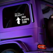 Are You Ready Jesus Is Coming Soon Vinyl Car Sticker, Jesus Silhouette Christian Religious Waterproof Self-Adhesive Decal, Rear Window Decor For Truck, SUV - Sticker - View 2