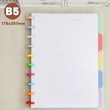 1pc A5 New Colorful Portable Student Notebook, 160 Pages Lined Loose-Leaf Removable Notepad With Divider Pages, Mushroom-Shaped Snap Closure, Spiral Binding, DIY Matte Cover, Minimalist Fashion High-Value, Suitable For School Office Supplies, Learning Supplies Meeting Notebook, Back To School, Perfect Gift For Students - Rectangle - View 5
