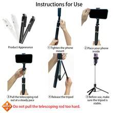 170cm Wireless Selfie Stick With Tripod And LED Light, Portable Dimmable LED Video Light, Suitable For Camera, Camcorder, Vlogging, Photo Selfie, Video Recording, Zoom Meeting, Interview, Live Streaming, Vlog, Family Gathering, Christmas Party, Handheld Selfie And Outdoor Activities - Black - View 7