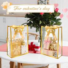 10/2pcs Transparent Pink Gift Tote Bags With Bow Ribbon And Handles, Elegant Waterproof PVC Party Gift Packaging Bags, Suitable For Wedding, Birthday, Bridal Shower, Bachelorette Party, Candy Gift Packaging And Storage, Low Price, $0, Shipping Box, Shipping Bag, Packaging Bag, Plastic Bag - Multicolor - View 4
