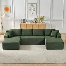 Sectional Sofa Modular Green 6 Seats - No Assembly Required - 綠色 6 座 - 查看 1