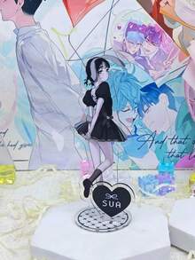 6pcs/1pc Cute Rabbit Boy Girl Acrylic Standee Set, Anime Style Character Display Figure, Gothic Cute Desktop Decoration, Girl Collection Gift - A - View 8