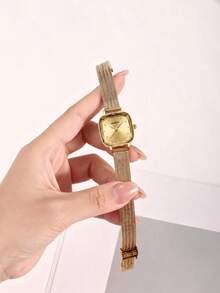 REBIRTH 1pc Women's Vintage Luxury Minimalist Fashion Casual Artistic Personalized Watch Suitable For Daily Wear - Gold - View 5
