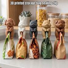 1 Set 3D Printed Animal Shaped Sealing Clips, Cartoon Leg-Shaped Snack Bag Seal Clips, Food Storage Clips, Airtight Reusable, Kitchen Gadget, Durable Plastic, Freshness Preservation & Spill-Proof, Creative Gift - Bag Clip - View 1