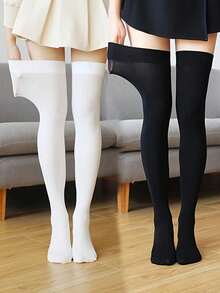 1/2雙女款春秋天鵝絨大腿高過膝襪 - 彩色 - 查看 8