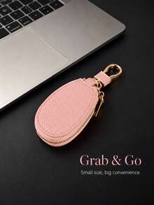 1pc Mini Litchi Grain Car Key Pouch Unisex Car Key Storage Bag Creative Fashion Minimalist Pendant PU Keychain,Coin Purses - Multicolor - View 10