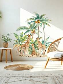 Giraffe Tiger Animal Wall Sticker Bedroom Living Room Home Background Decoration Wall Decal Loving Family Animal Sticker - Multicolor - View 7
