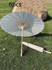 1pc Blank Oil Paper Umbrella, Wholesale DIY White Handmade Painting Umbrella - White - View 8