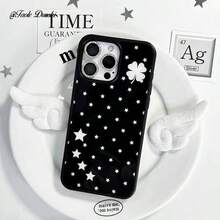 Niche Style 星星與四葉草 16 15 Pro Max Apple 13 14 12 黑白手機殼 - 彩色 - 查看 1