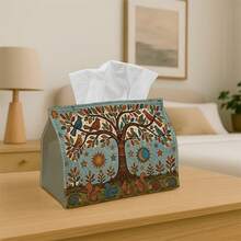 1pc Vintage Country Style Tissue Box, Tree Sun Rabbit Pattern - Durable Polyester Fabric Napkin Dispenser, Suitable For Home, Kitchen, Dining Table Decor, Party Napkin Holder, Tissue Box, Suitable For Home, Restaurant, Dining Table Centerpiece - Multicolor - View 6