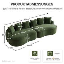 4 Seat Modular Sofa Green - Comfortable Chenille Fabric - Green 4 Seat - View 4