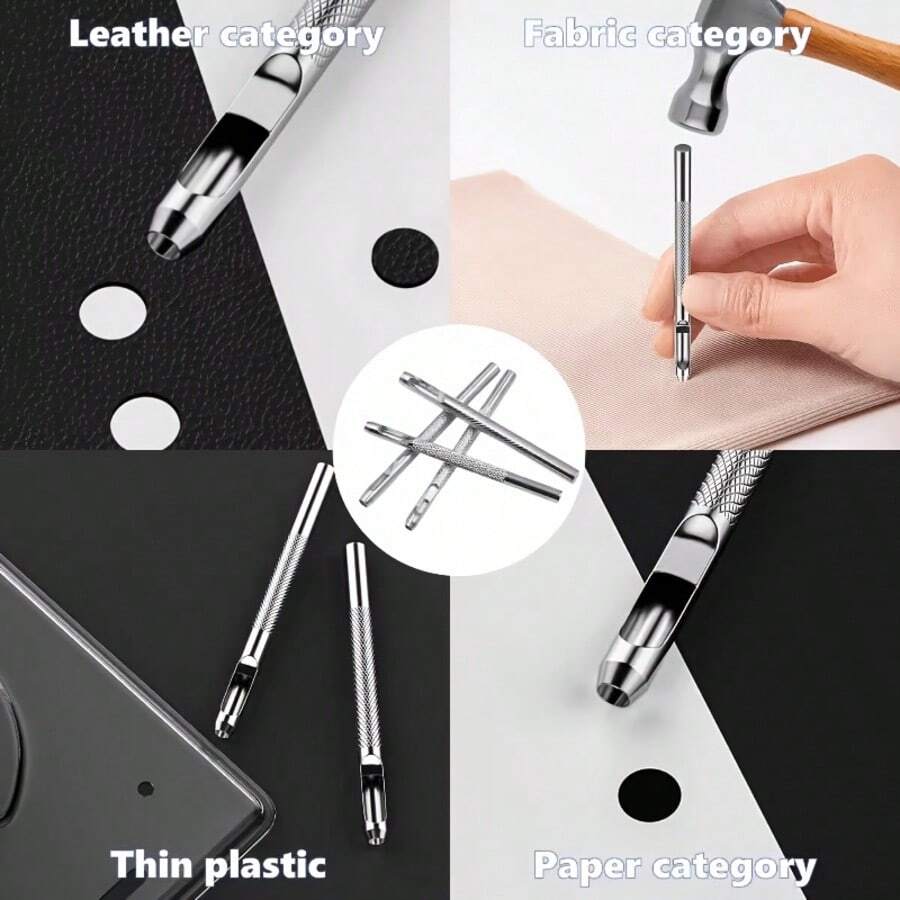 1pc Heavy Duty Steel Leather Punch Tool, Suitable For PU Belts, Leather Crafts, Sewing Projects And DIY Handmade Crafts, Durable Metal Punching Tool, Suitable For Crafts, Repair, Accessory Making, Efficient Hand Tool, Gift For DIY Enthusiasts - Multicolor - View 1