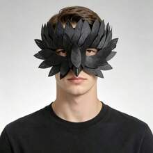 Black Leaf Crow Mask Halloween Party Half Face Mask Vintage Bird Beak Cosplay Prop Masquerade Costume Accessory - Multicolor - View 8