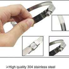 Tools & Home Improvement 4 Inch (Diameter) Adjustable 304 Stainless Steel Pipe Clamp, Hose Clamp, Air Pipe Clamp, Worm Drive Hose Clamp (4pcs 105-127mm) - Silver - View 7