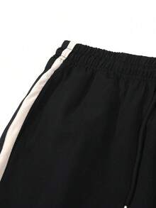 1pc Women's Spring/Summer Soft Comfortable Breathable Striped Running Fitness Casual Sweatpants - Black - View 7