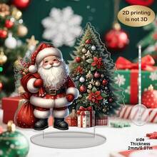 2D Flat, 1pc Santa Claus Acrylic Christmas Tree Decoration, Holiday Atmosphere Scene Desktop Arrangement Desktop Ornament - Asymmetrical Shape Desktop Decoration, Suitable For Home And Party, Perfect Holiday Gift, Holiday Desktop Centerpiece Decoration, Lively Design, Durable Decoration, Holiday Party Gift - A - View 1
